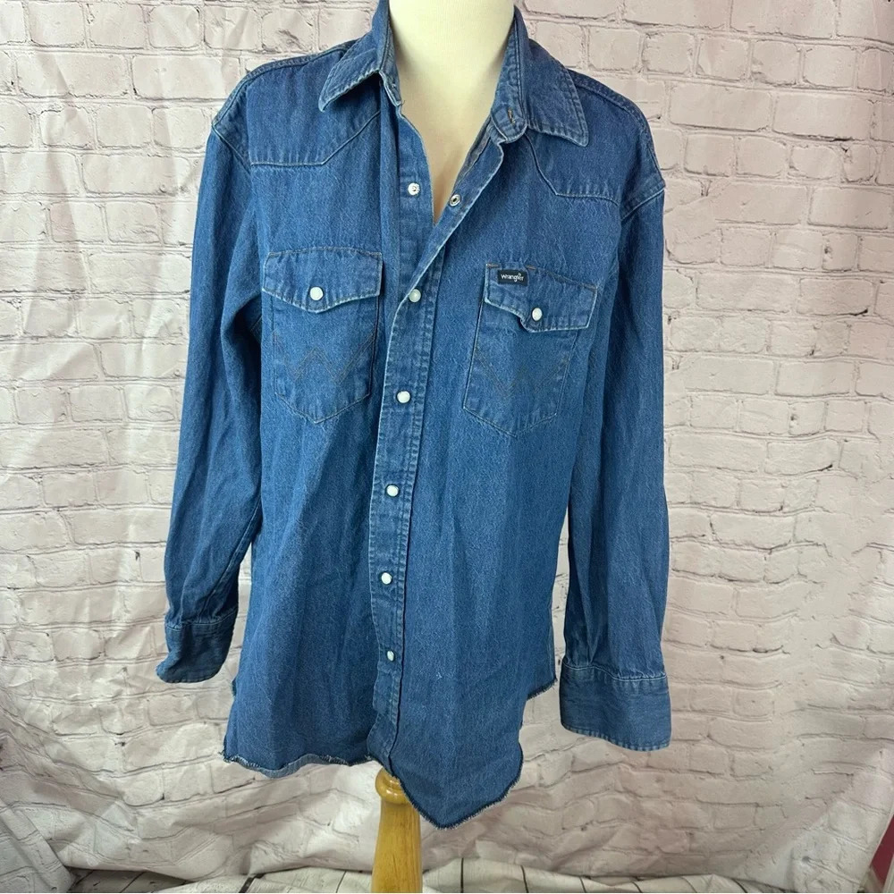 Cowboy Cut® Firm Finish Long Sleeve Western Snap Solid Work Shirt mens large